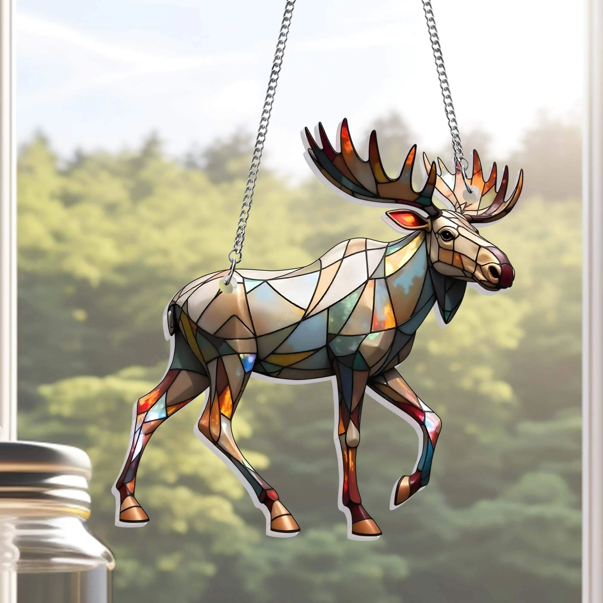 Moose Suncatcher Acrylic Hanging Sign