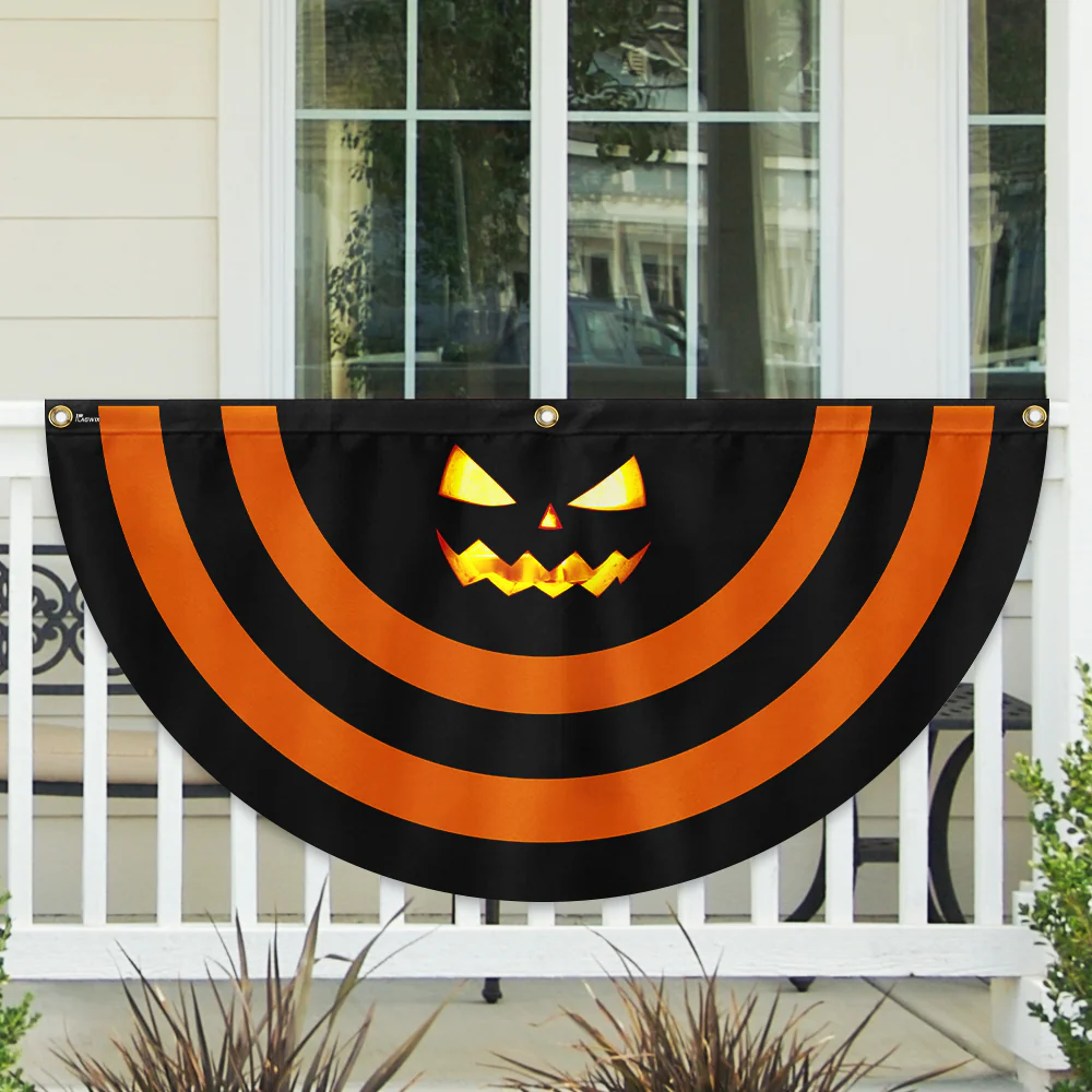 Halloween Pumpkin Scary Non-Pleated Fan Flag