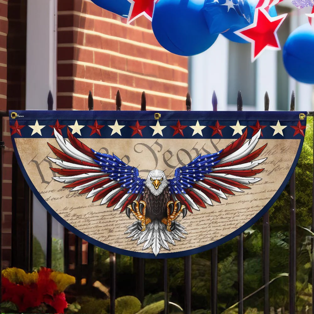 Bimipi American Flag - We The People Patriotic Eagle Non-Pleated Fan Flag