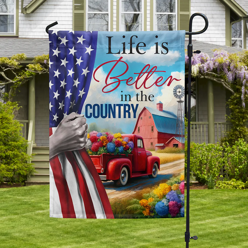 Bimipi American Flag - Farm Life Is Better In The Country Red Truck American Flag