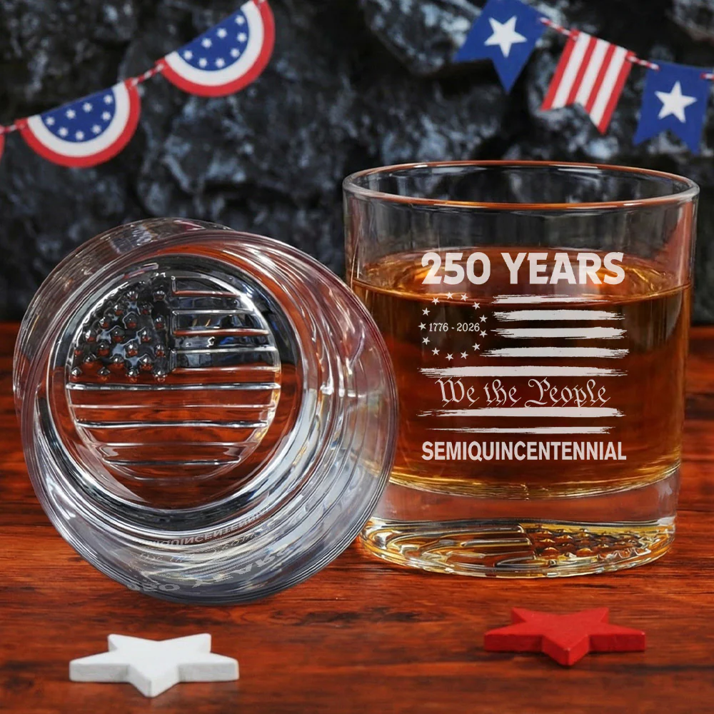 America 250th Anniversary Engraved Whiskey Glass for 4th of July Gifting