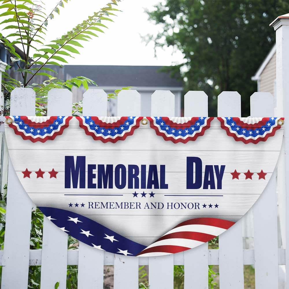 Memorial Day Remember and Honor Veteran Non-Pleated Fan Flag