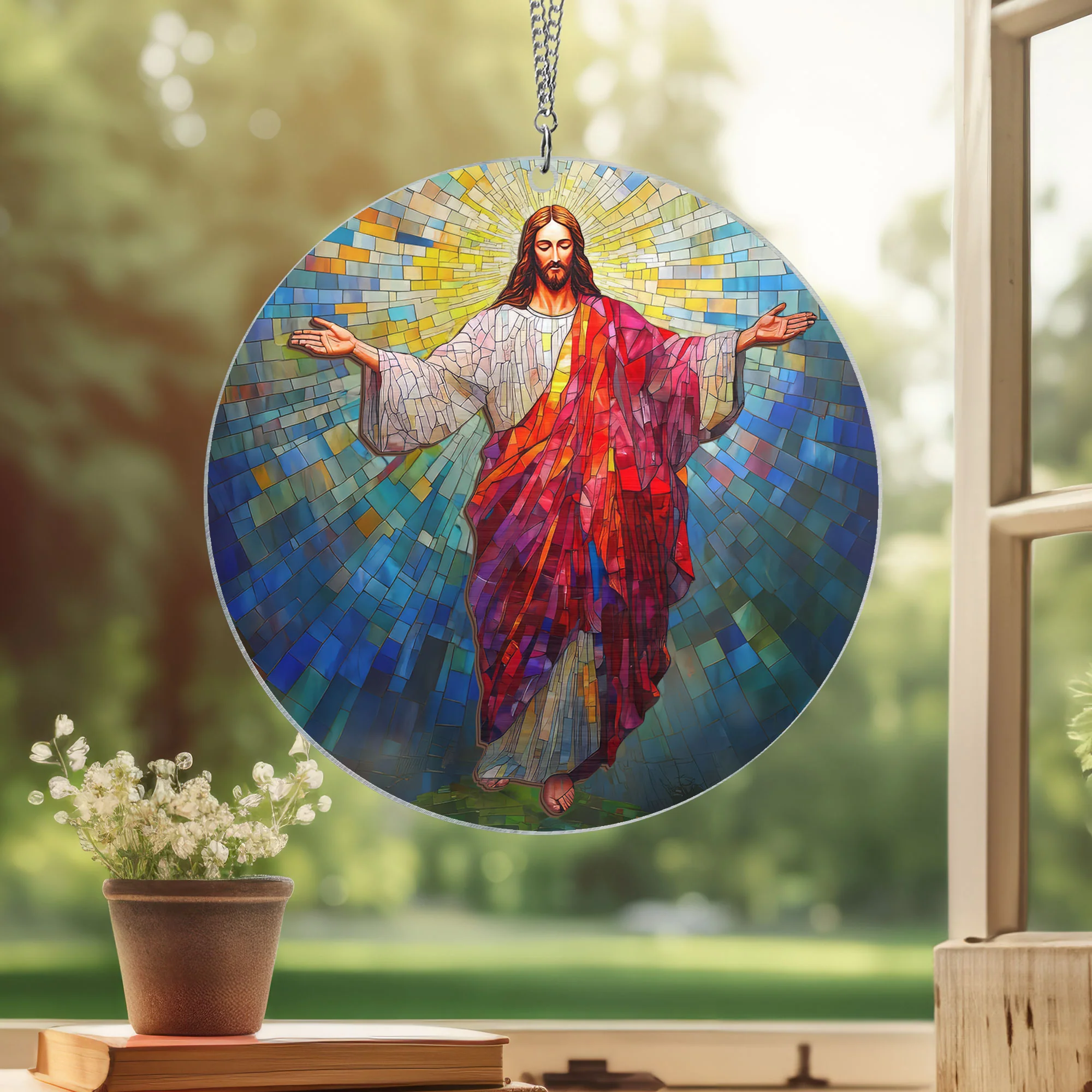 Jesus Christ 2 Layered Hanging Suncatcher