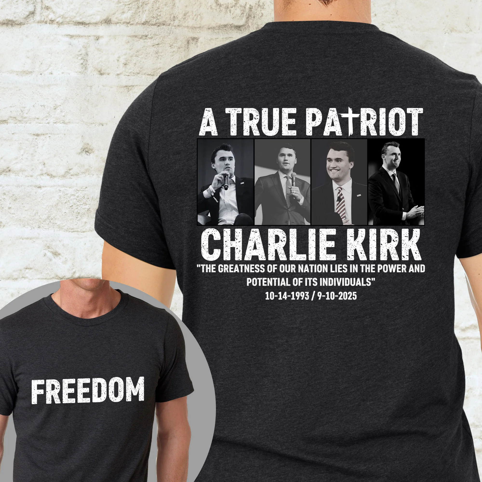 Patriotic Charlie Kirk Memorial T-shirt | A True Patriot Tribute Shirt