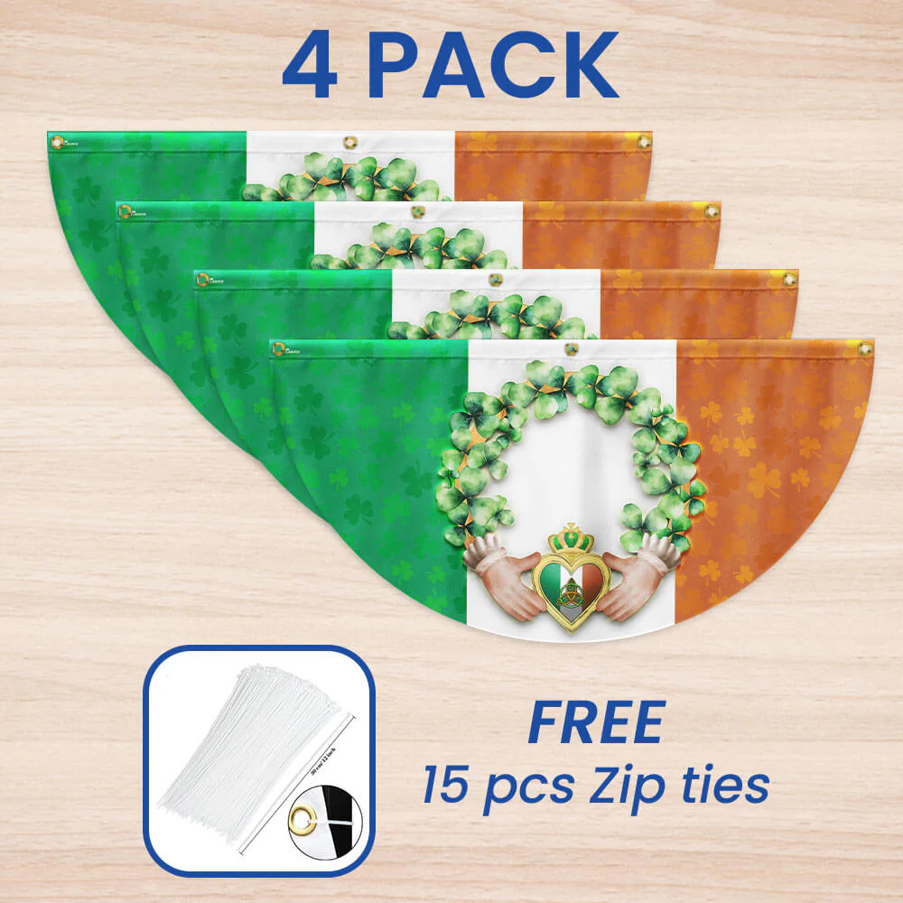 Claddagh With Shamrock, Irish St. Patrick’s Day Non-Pleated Fan Flag