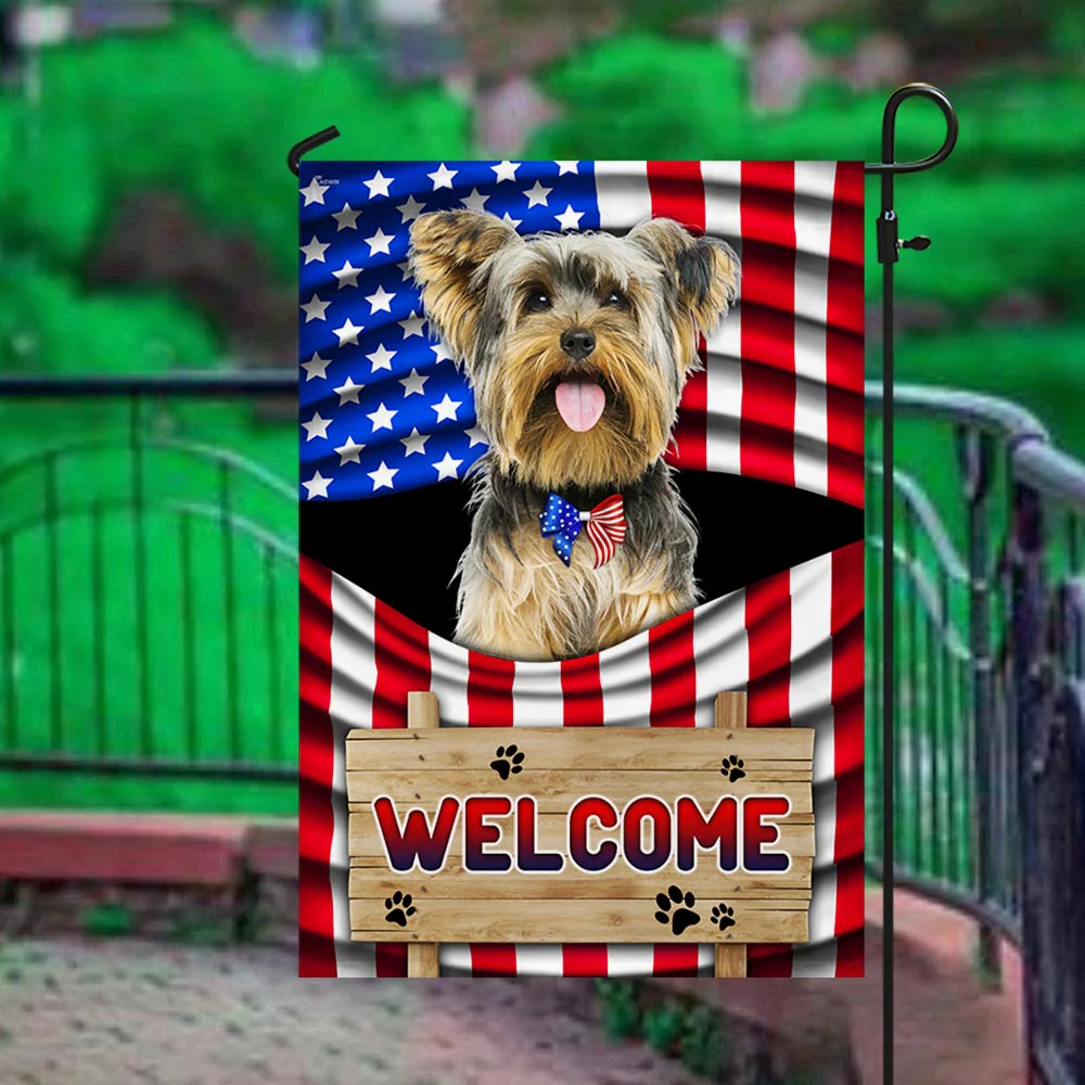 Bimipi American Flag - Yorkshire Terrier Dog Welcome 4th of july American Flag TQN1135Fv4