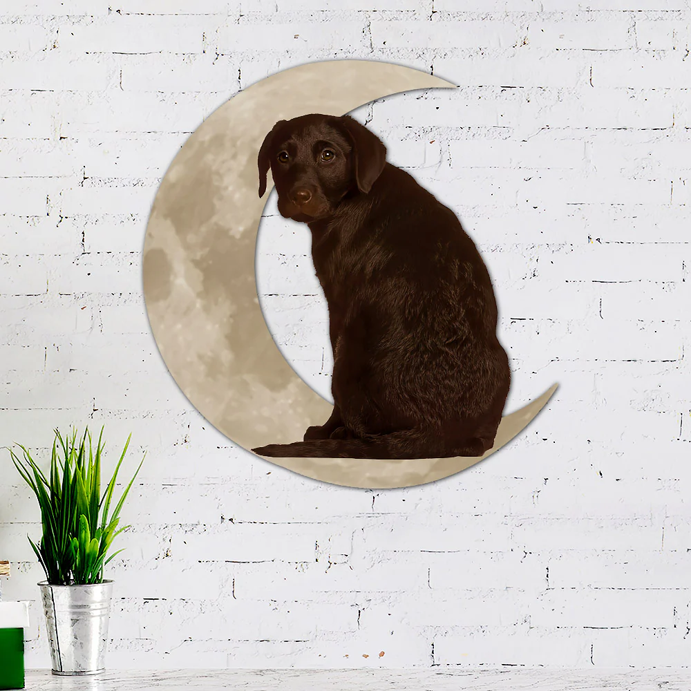 Chocolate Labrador Retriever Dog Hanging Metal Sign
