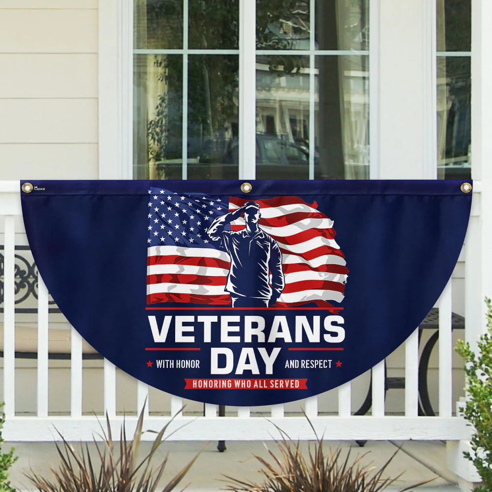 Veterans Day Honoring Who All Served With Honor and Respect Non-Pleated Fan Flag