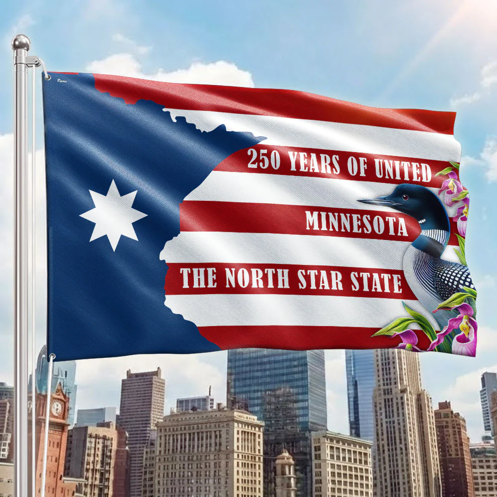 Patriotic Minnesota Flag, America 250 The North Star State 1776 2026 Flag