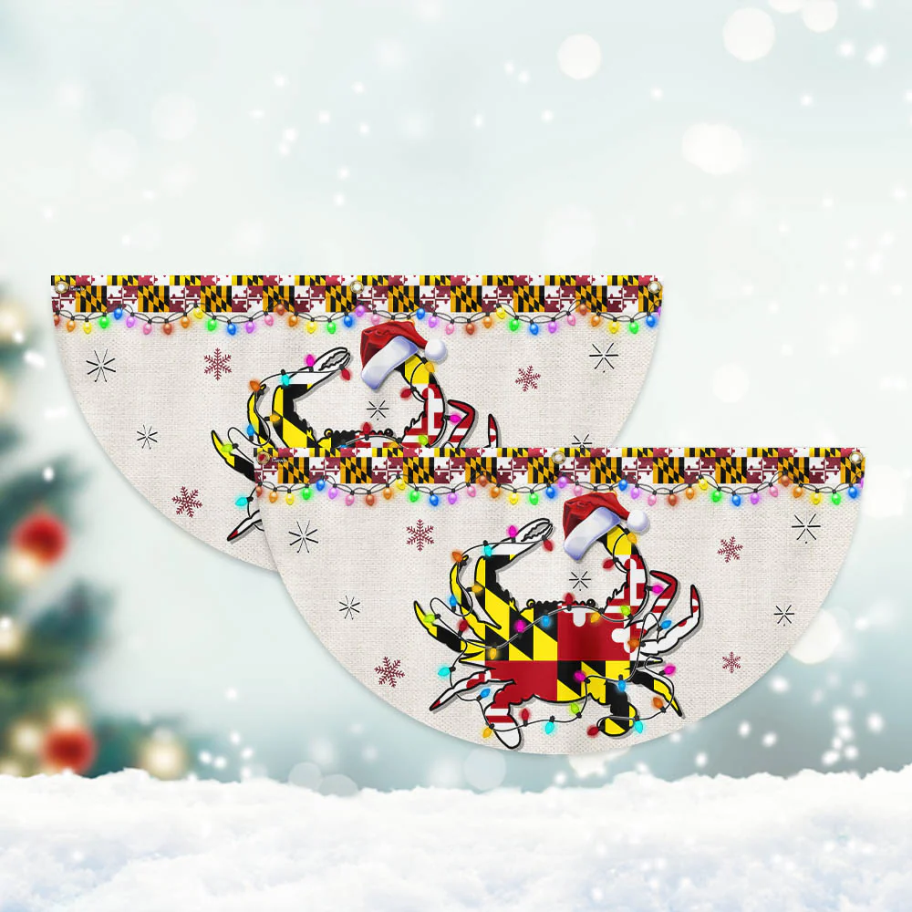 Maryland Christmas Flag Crab Christmas Non-Pleated Fan Flag