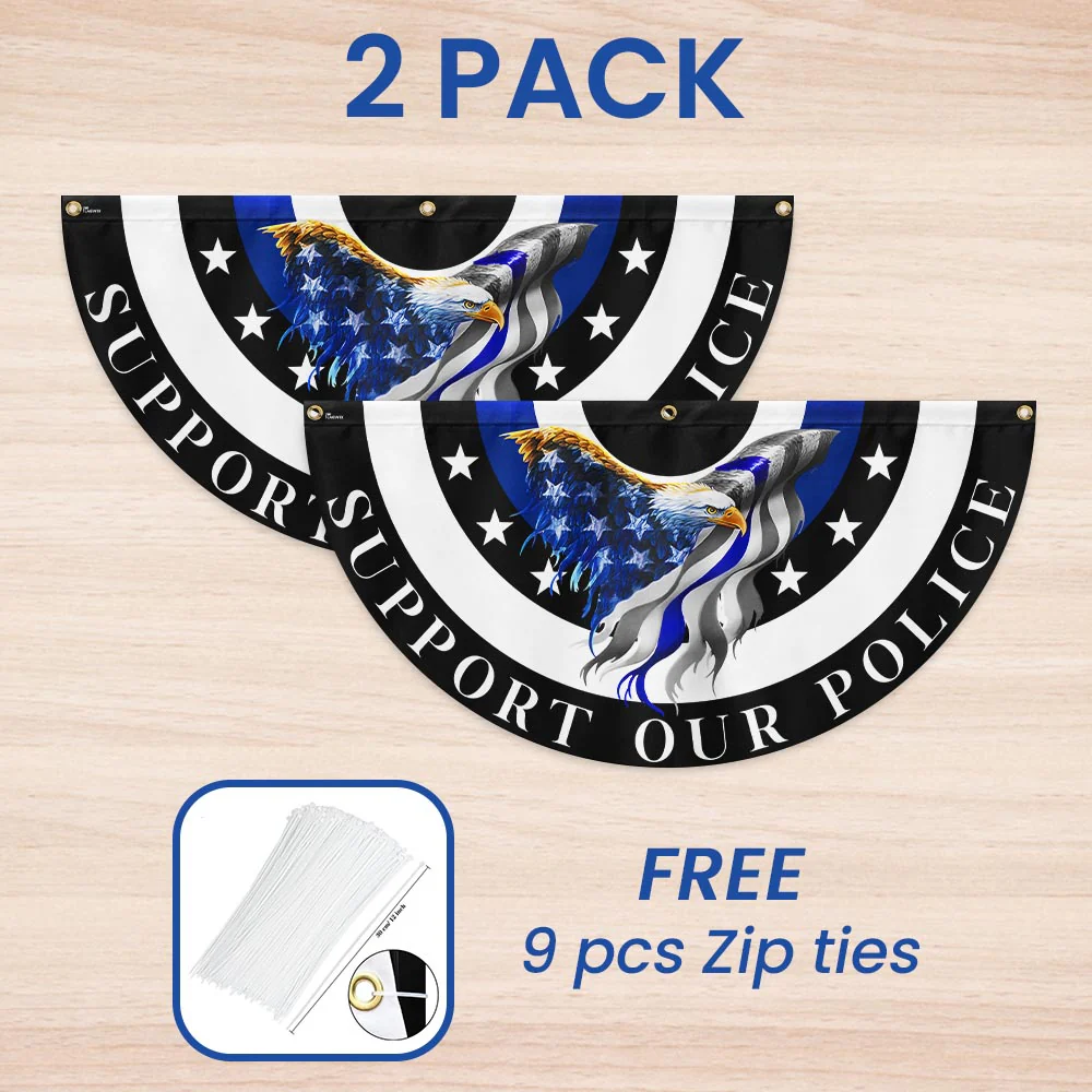 Thin Blue Line Eagle Back The Blue Non-Pleated Fan Flag