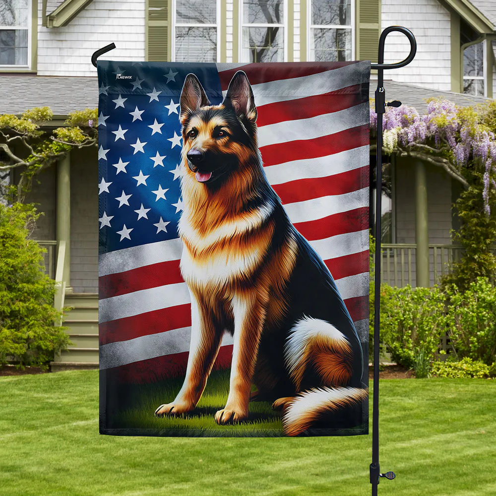 German Shepherd American Flag