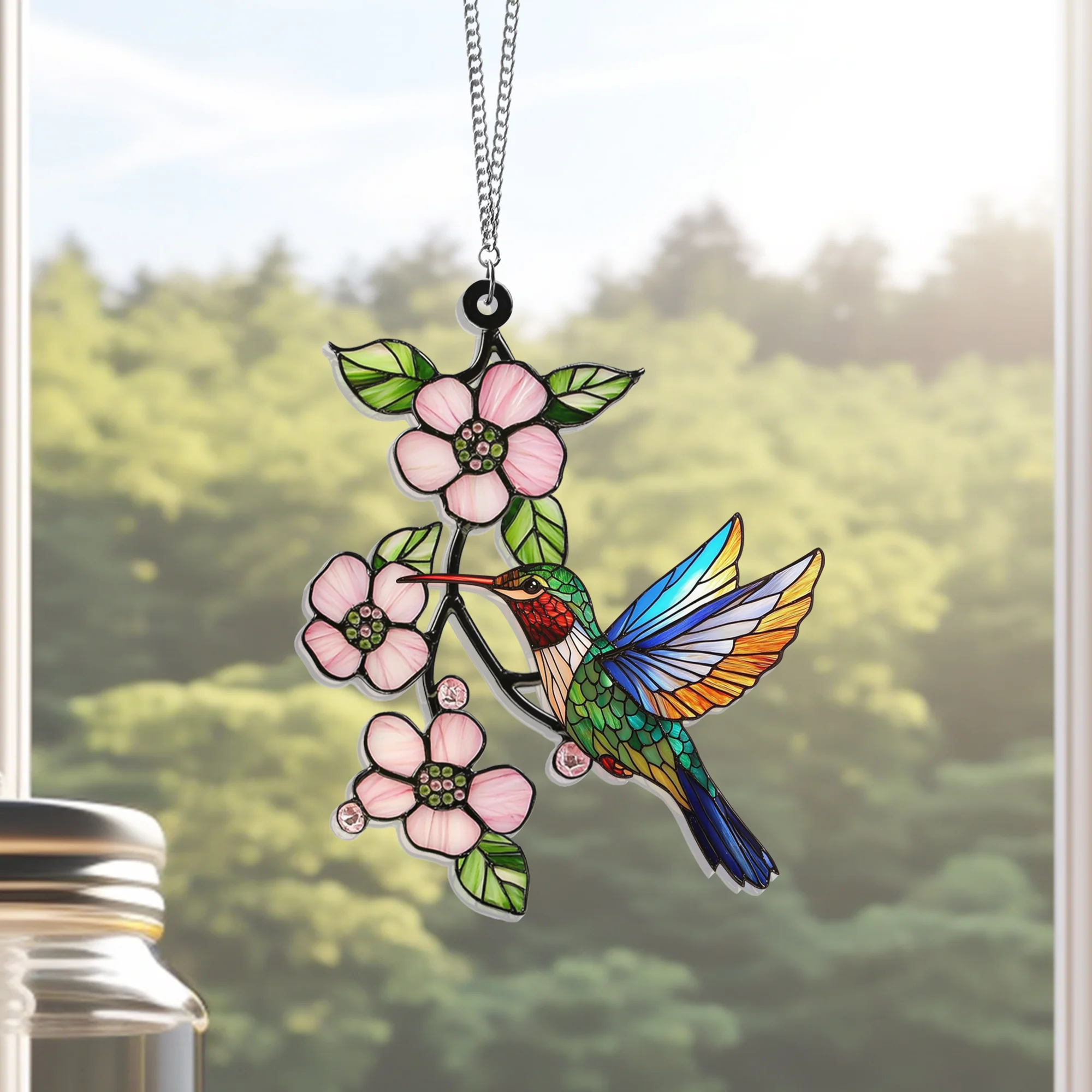 Hummingbird Blossom Cherry Hummingbird Suncatcher Acrylic Hanging TPT2192ASn