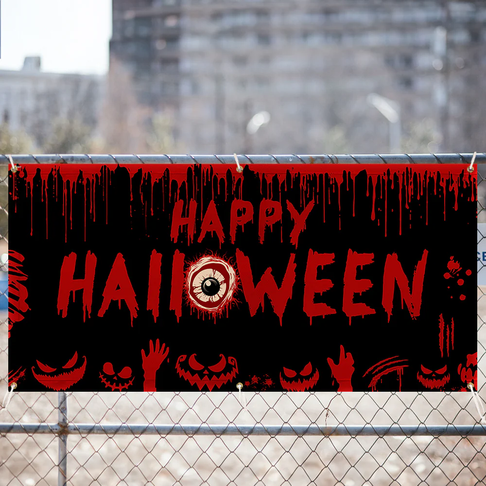 Happy Halloween Spooky Fence Banner
