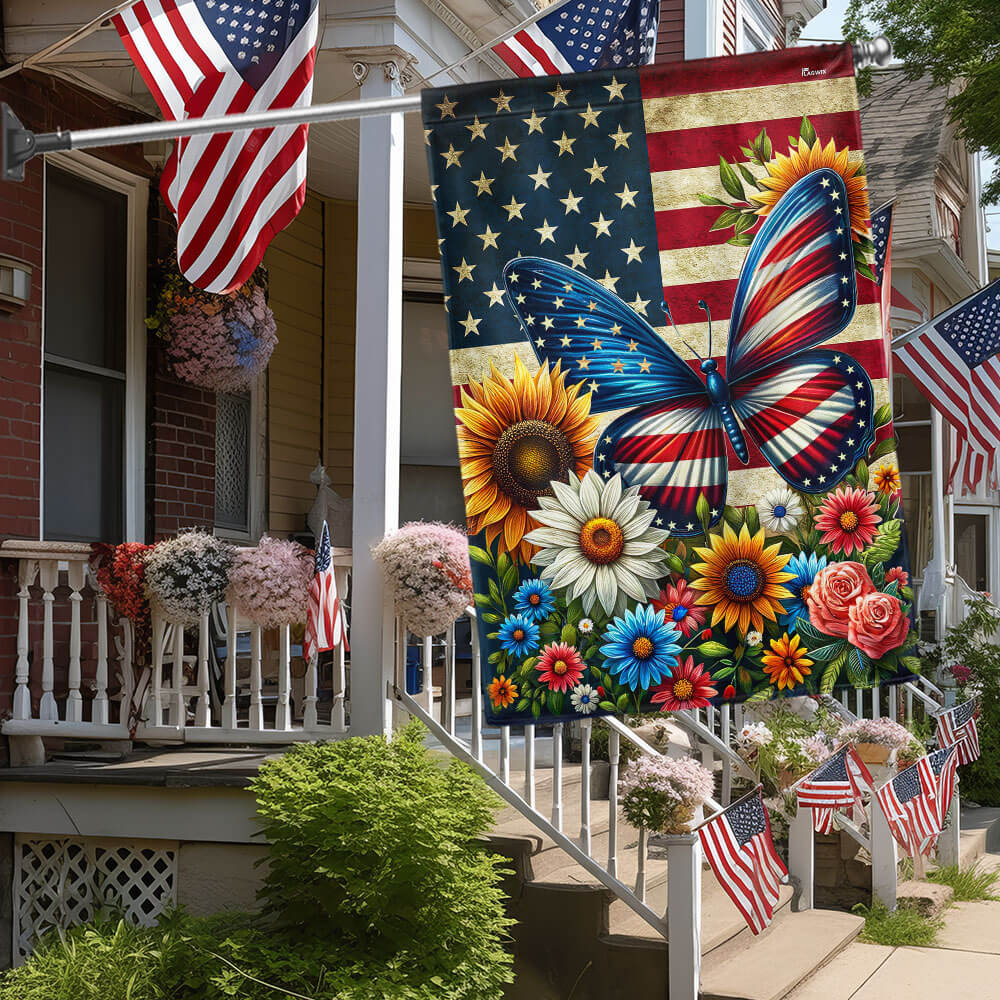 Bimipi American Flag - Butterfly Patriotic Flag