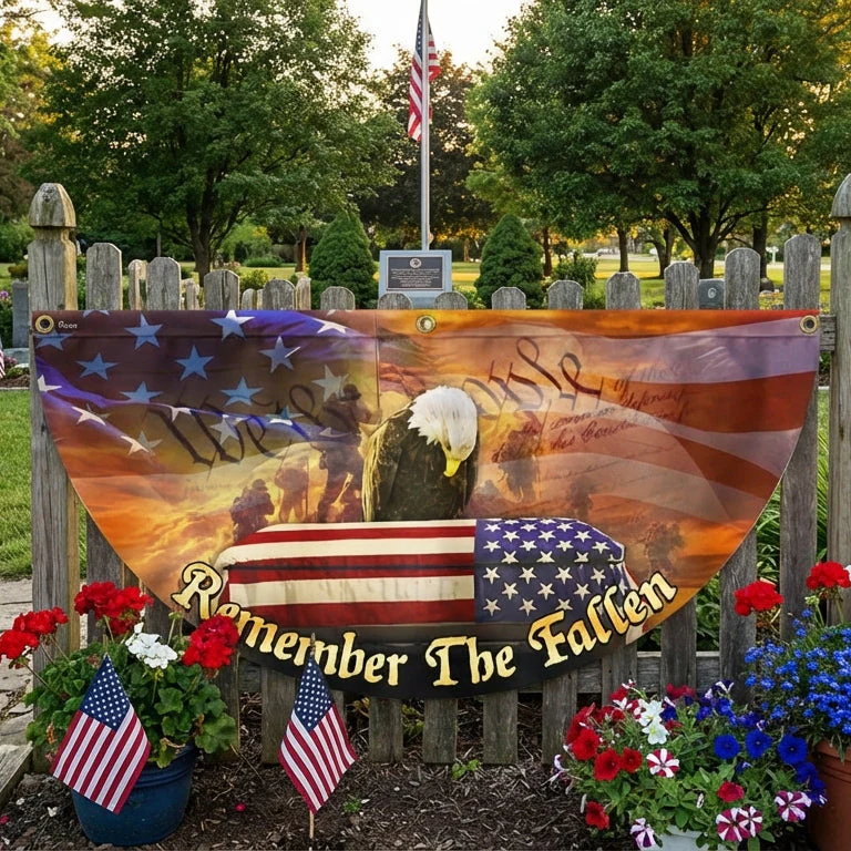 Veterans Day Flag Remember the Fallen Honoring All Who Served Non-Pleated Fan Flag 3-Day Shipping