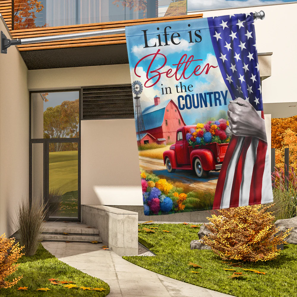 Bimipi American Flag - Farm Life Is Better In The Country Red Truck American Flag