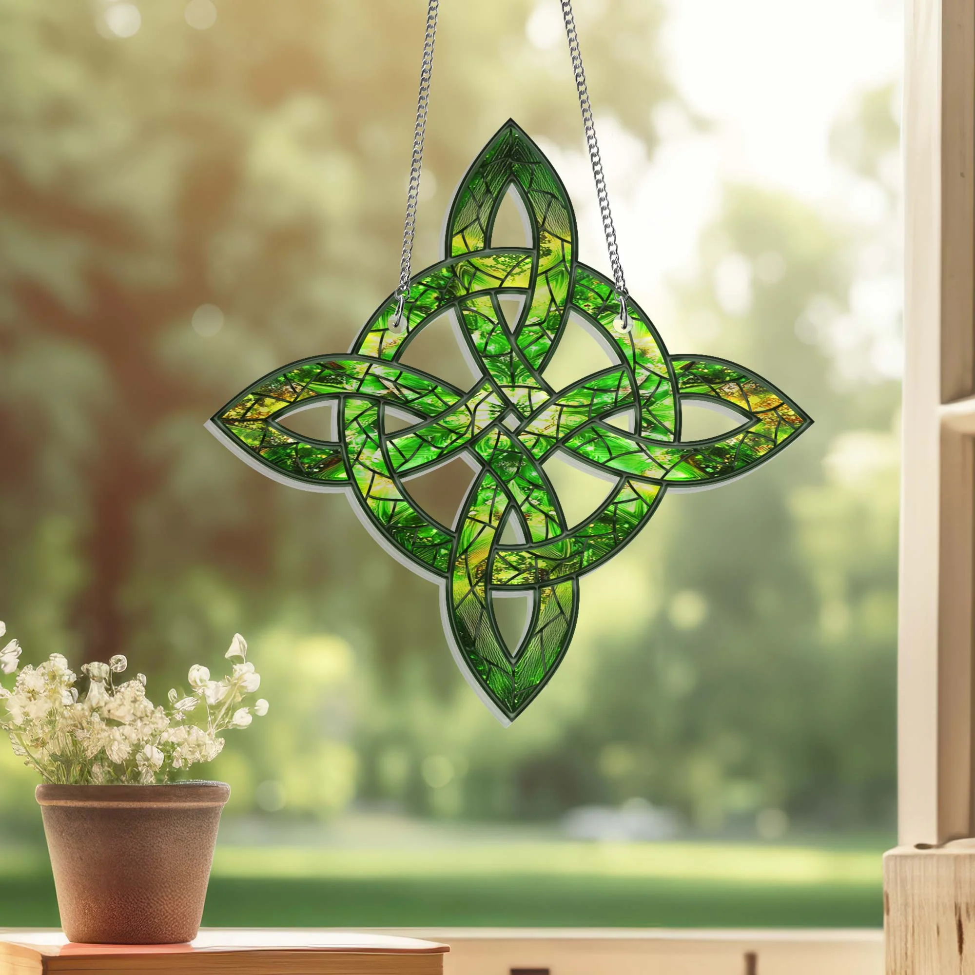 Lucky Celtic Knot St. Patrick's Day Suncatcher Acrylic Hanging Sign