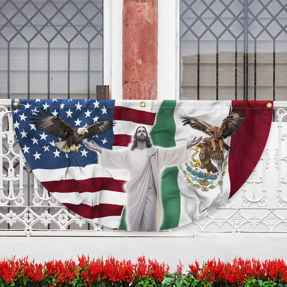 Mexican American Jesus Non-Pleated Fan Flag