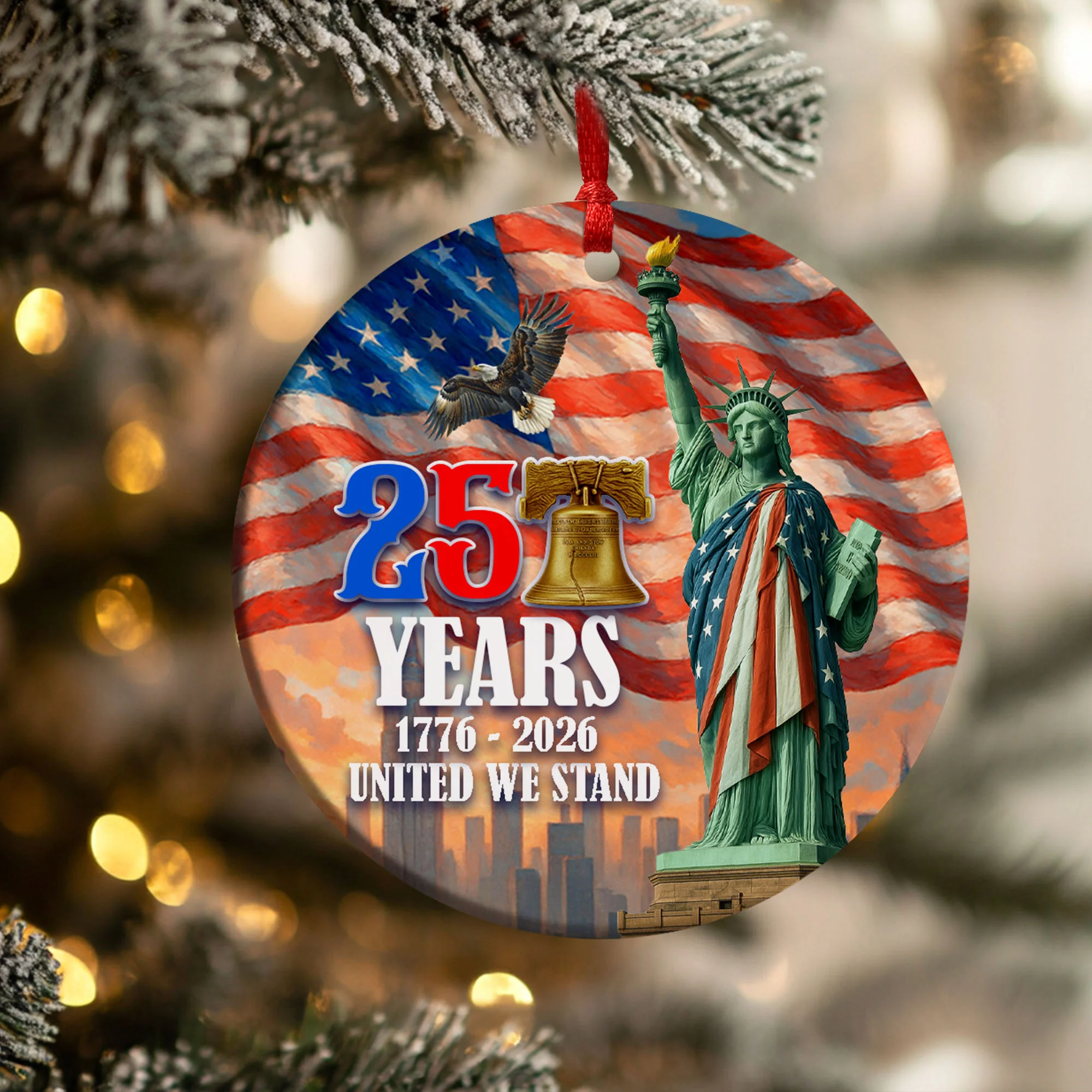 Patriotic Christmas Ornament Liberty Bell 250 Years United We Stand