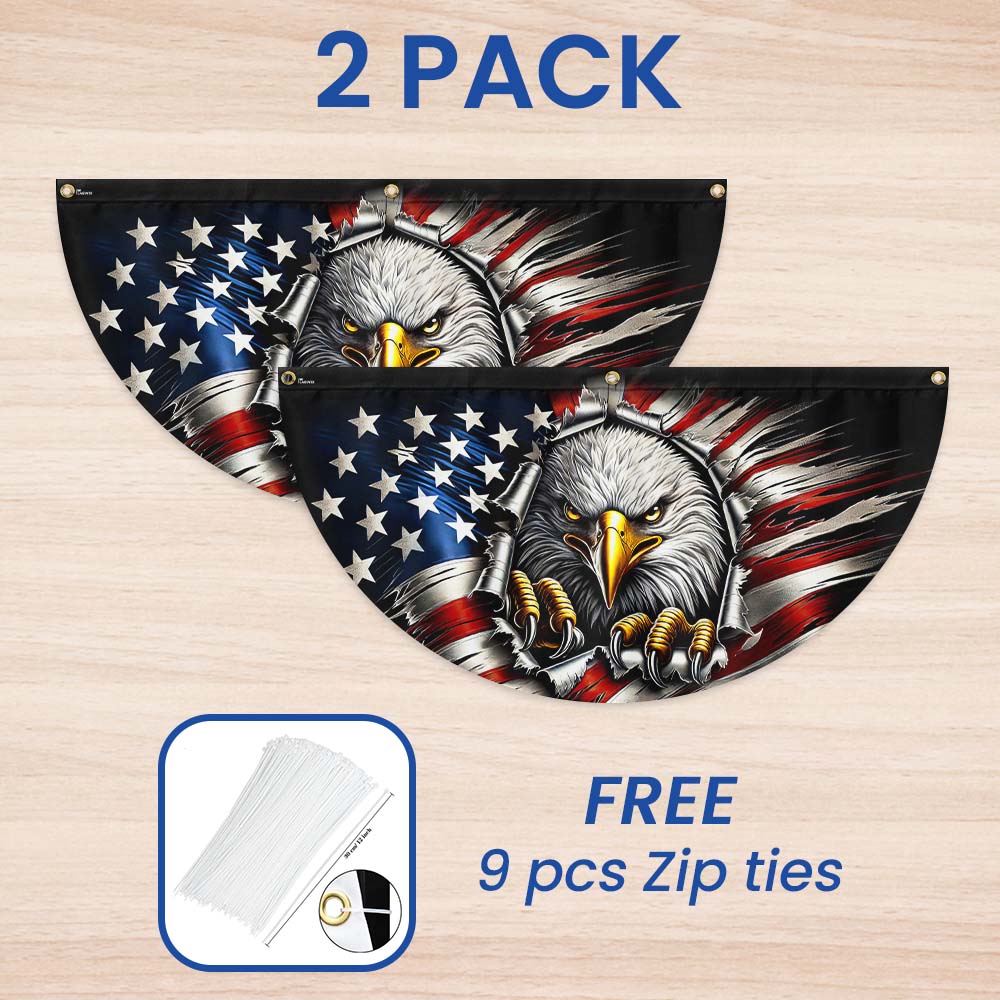 Patriotic Eagle American Non-Pleated Fan Flag