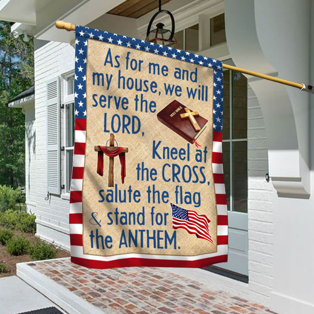 Bimipi American Flag - Jesus Christian Cross American Flag As For Me And My House We Will Serve The Lord Flag