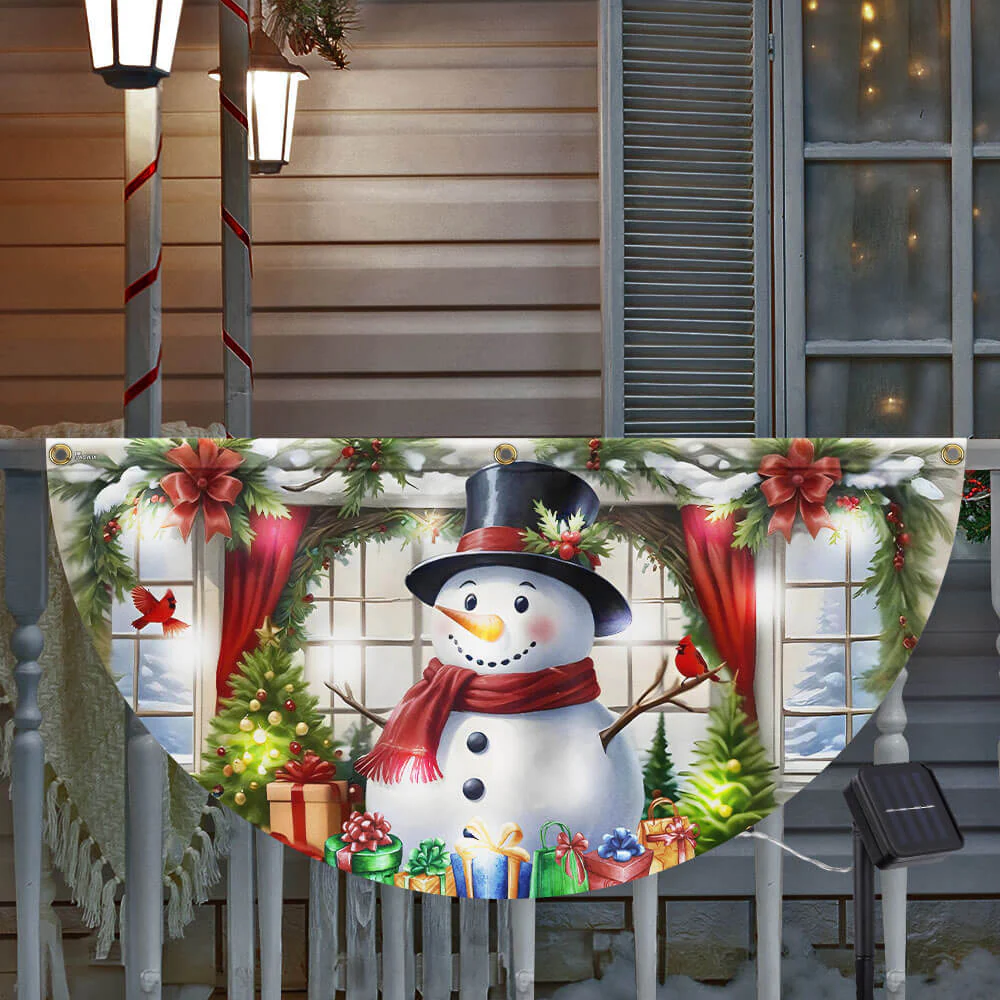 Snowman Merry Christmas Solar Led Fan Flag