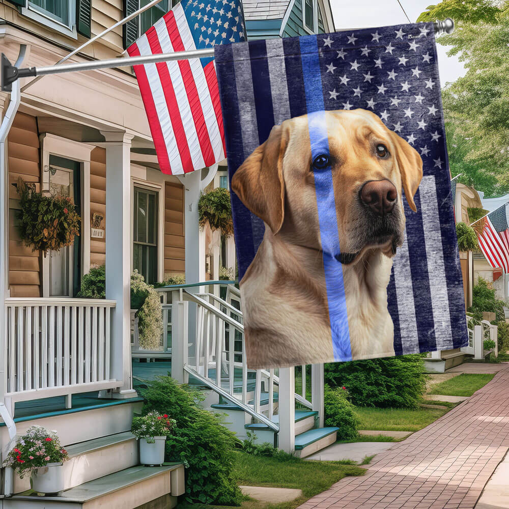 Police Dog K9 Yellow Labrador Thin Blue Line American Flag
