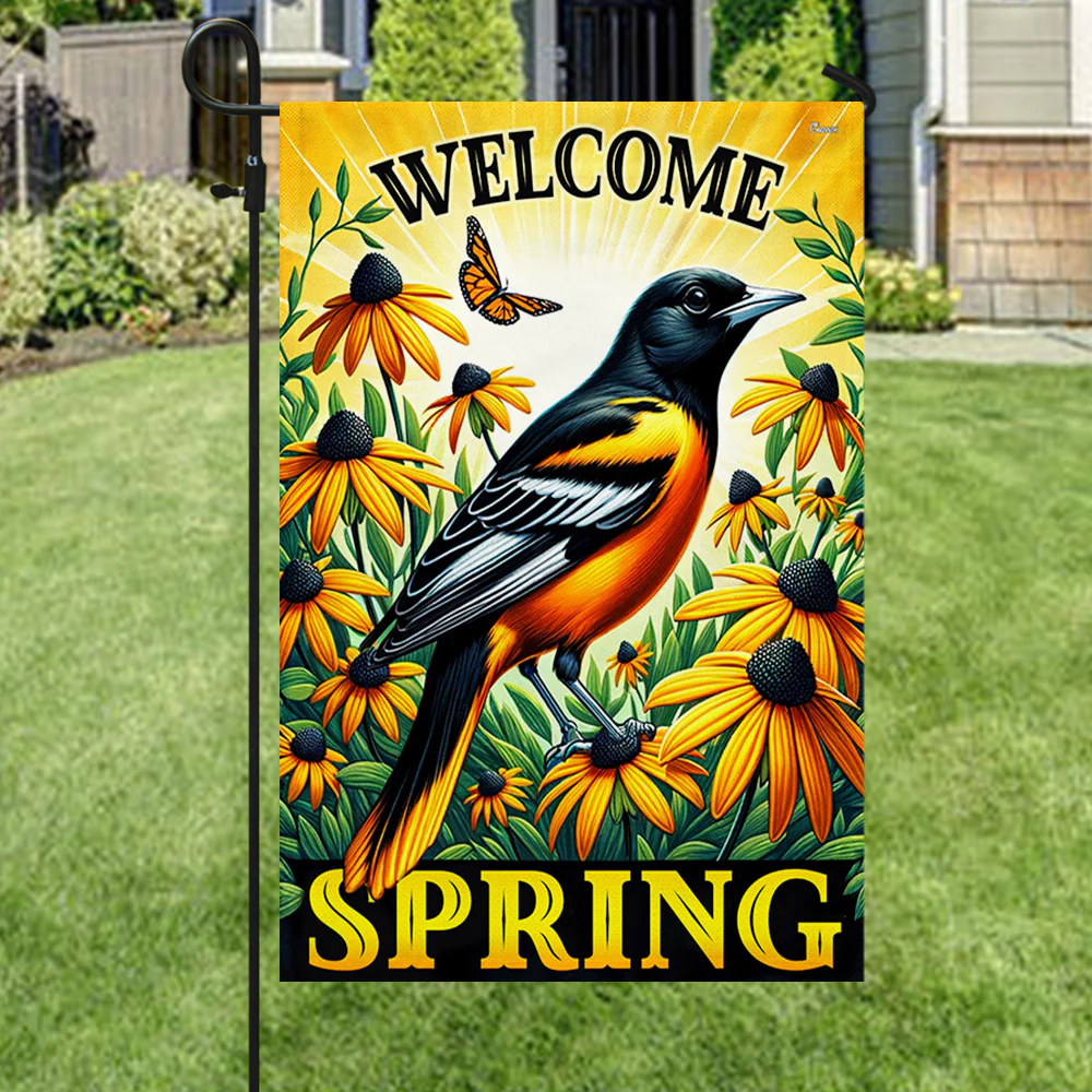 Bimipi Maryland Welcome Spring Baltimore Oriole Bird and Black-eyed Susan Flower