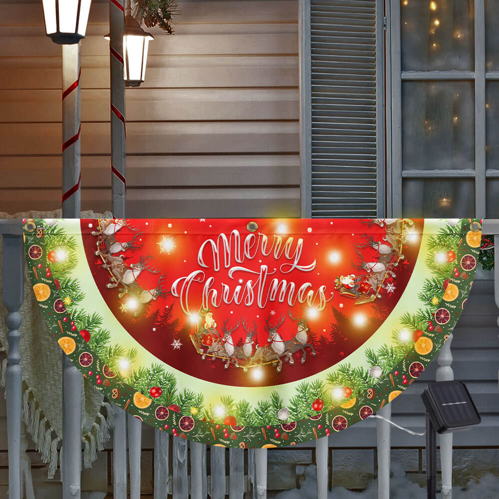 Santa Claus Merry Christmas Solar Led Fan Flag