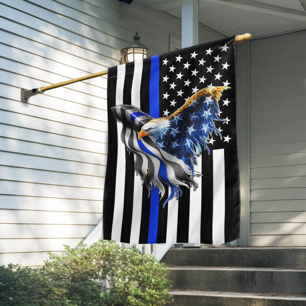 Bimipi American Flag - The Thin Blue Line. Police. Law Enforcement American Eagle Flag