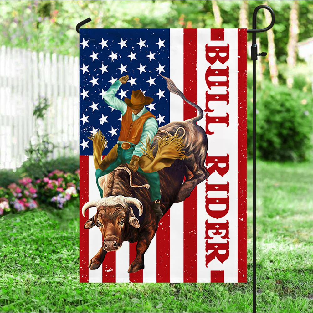 Bull Riding American Flag