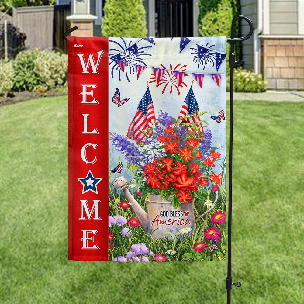 Bimipi American Flag - Happy 4th july Independence Day Patriot Flowers God Bless America Flag