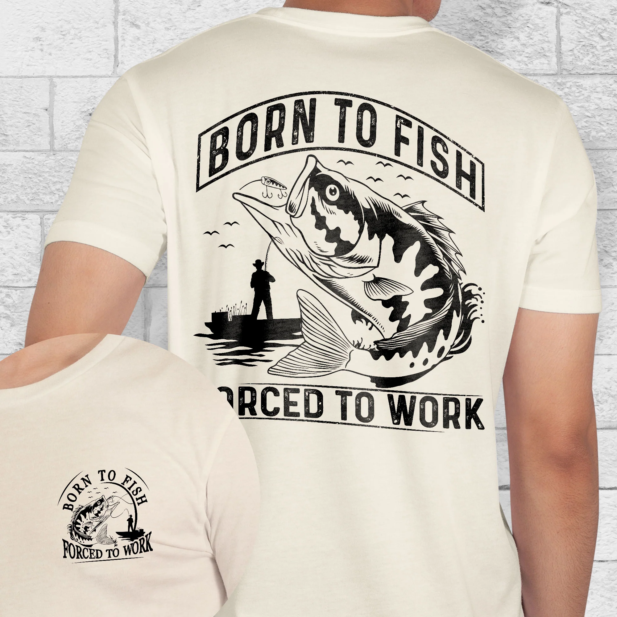 Born To Fish Forced To Work Funny Fishing Dad Father's Day T-Shirt