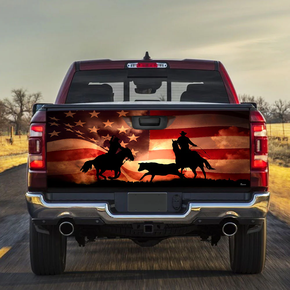 Cowboy Horse American Truck Tailgate Decal Sticker Wrap