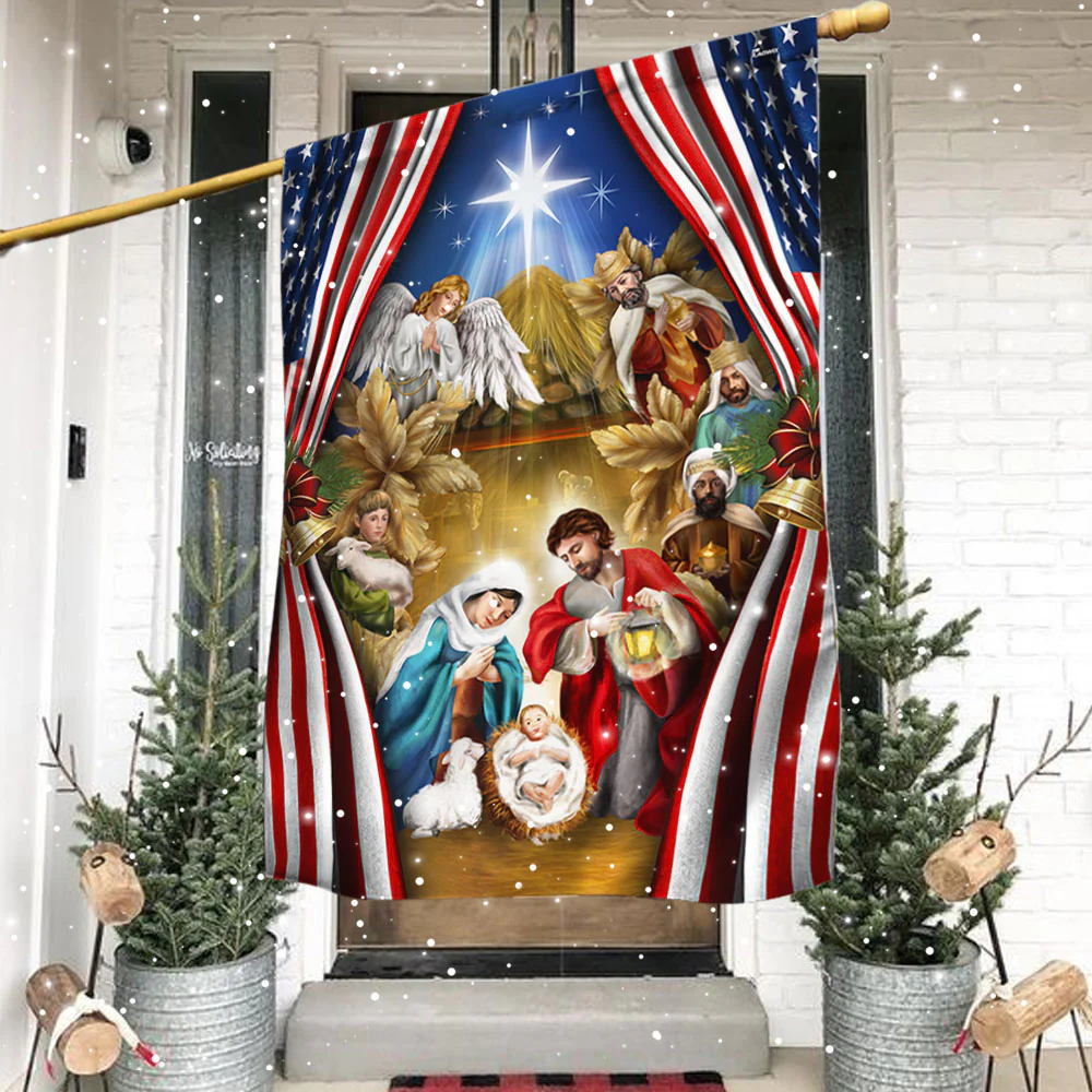 Jesus Family, Nativity of Jesus Christmas American Flag