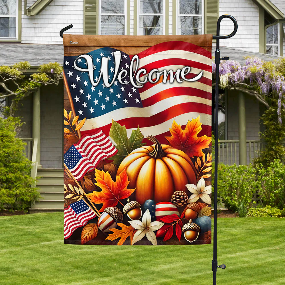 Welcome Fall American Flag