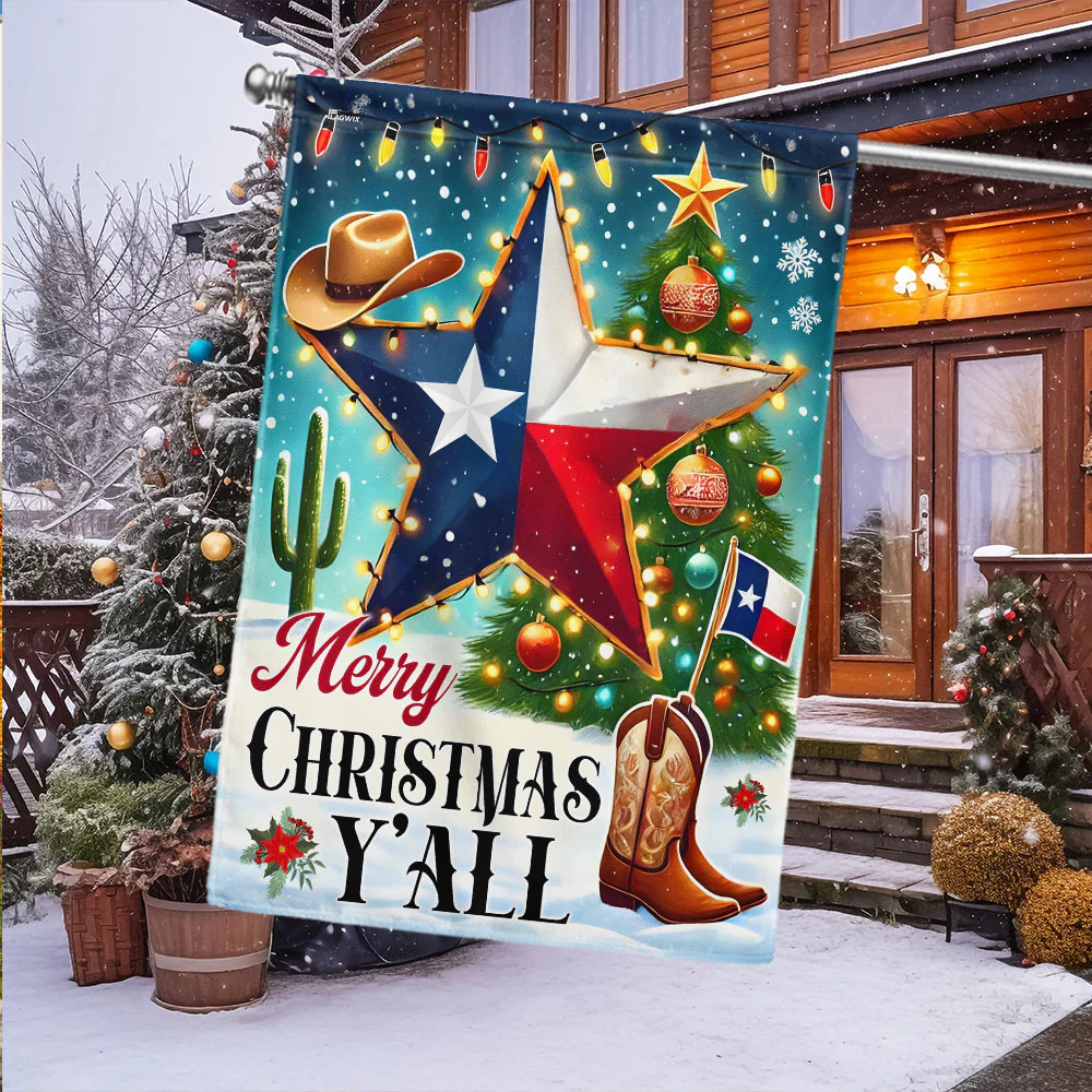Texas Christmas Merry Christmas Y'all Flag