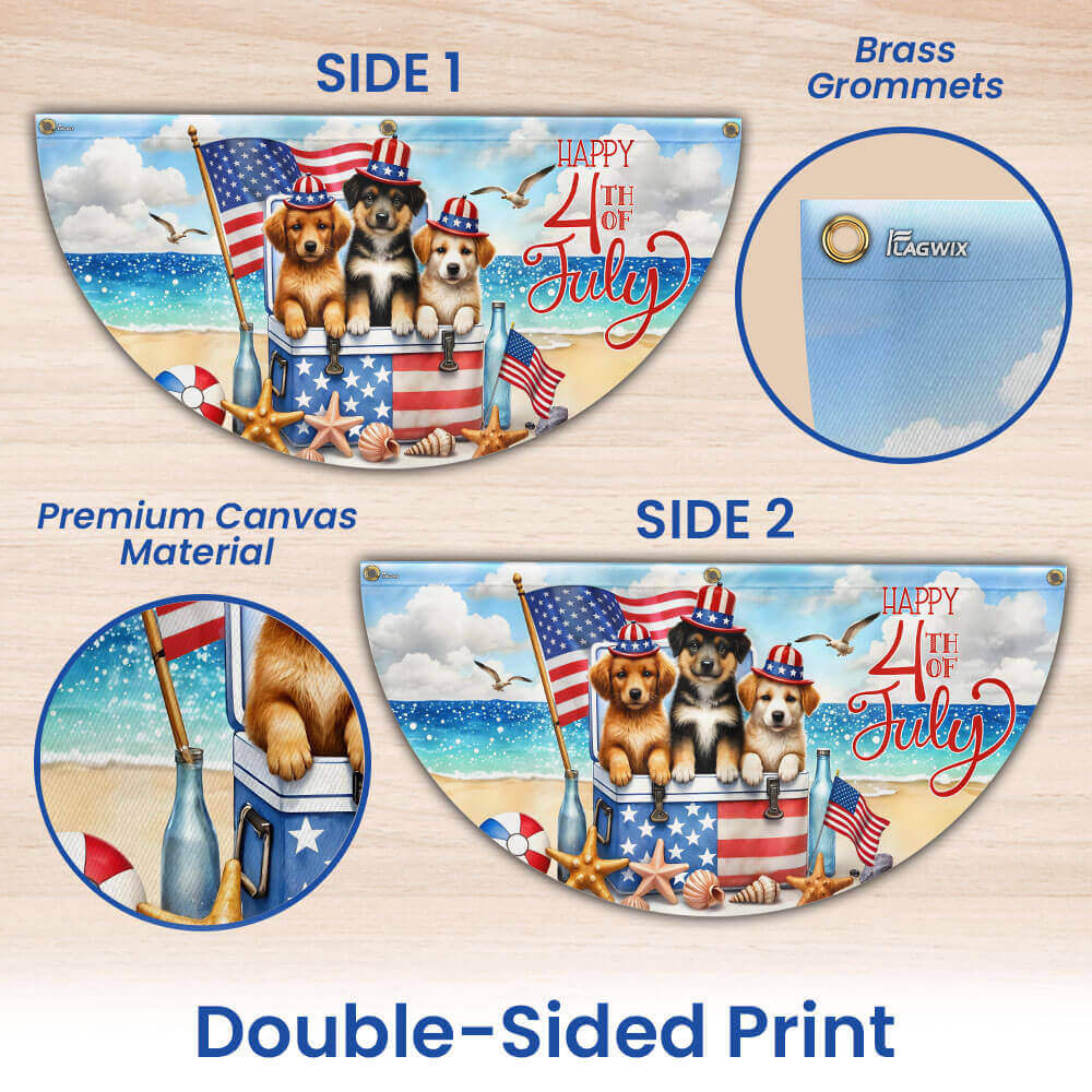 Bimipi American Flag - Happy 4th of july Patriotic Dogs American Non-Pleated Fan Flag