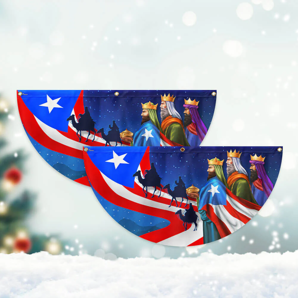 Three Kings Three Wise Men Puerto Rico Non-Pleated Fan Flag