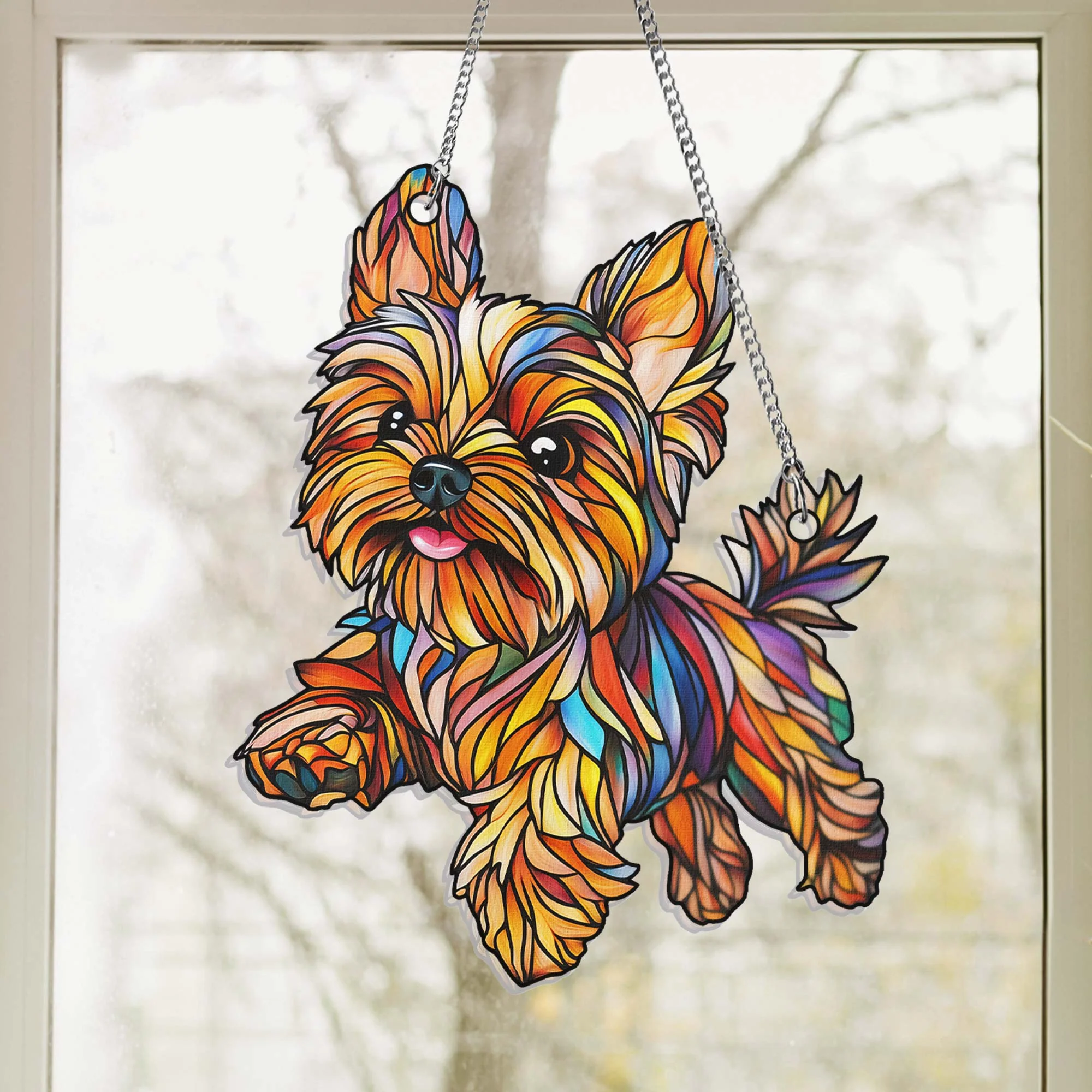 Yorkshire Terrier Suncatcher Hanging Sign
