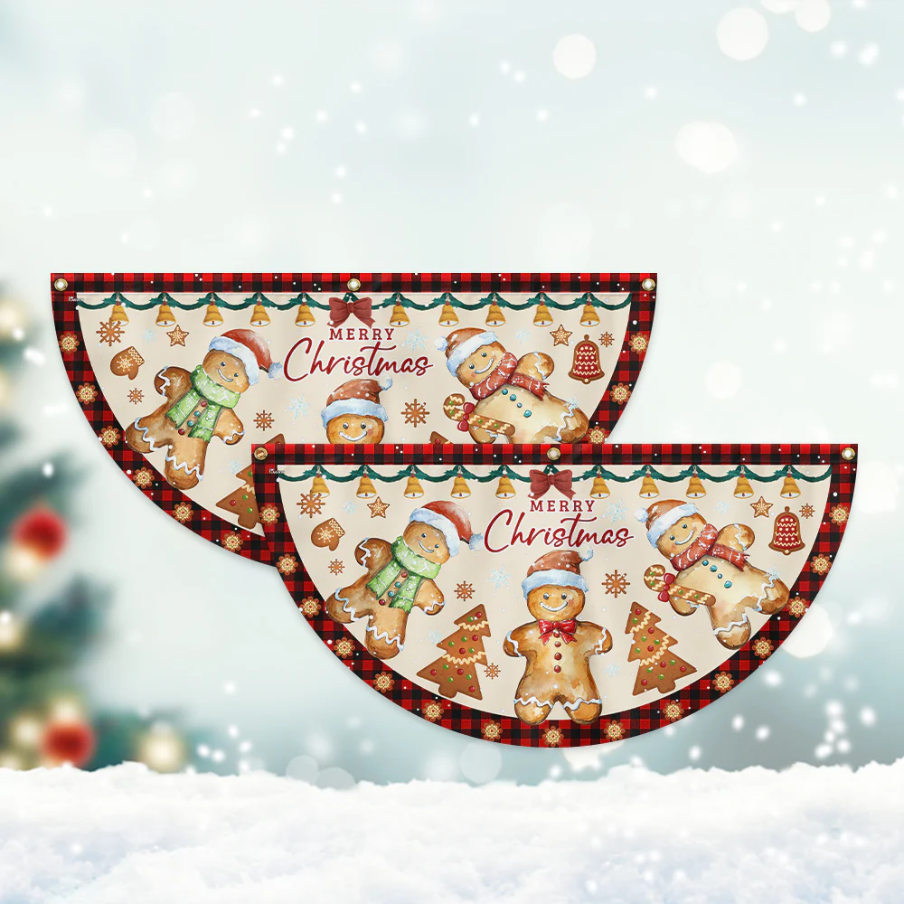 Gingerbread Christmas Non-Pleated Fan Flag