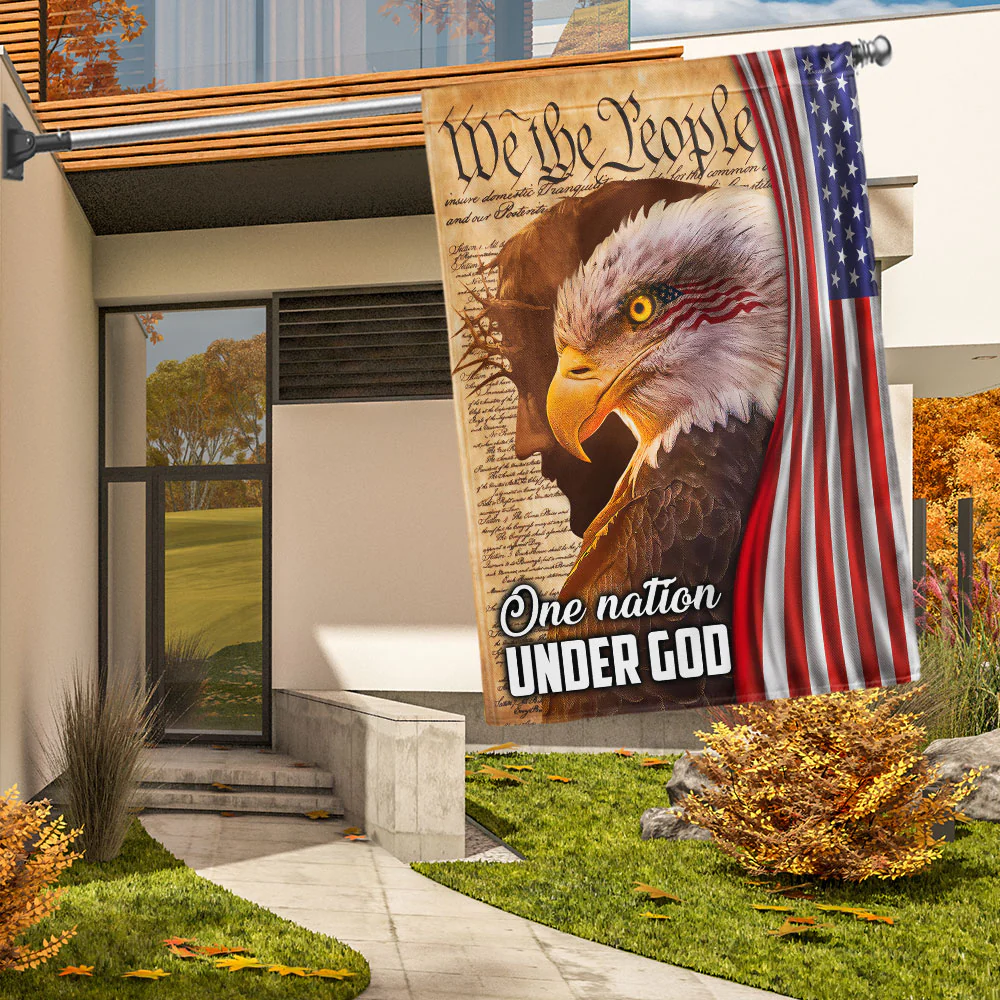 Bimipi American Flag - We The People, One Nation Under God, American Eagle Jesus Flag
