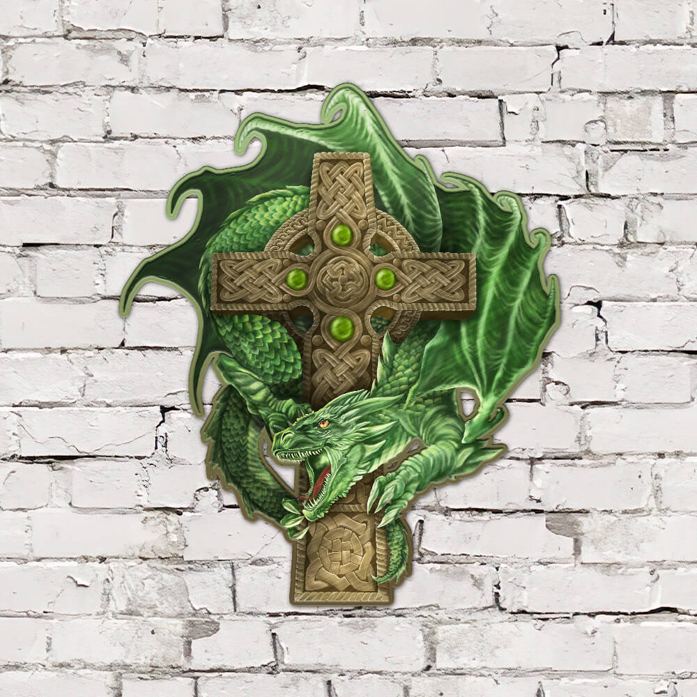 Dragon Celtic Cross Hanging Metal Sign PN197MS3
