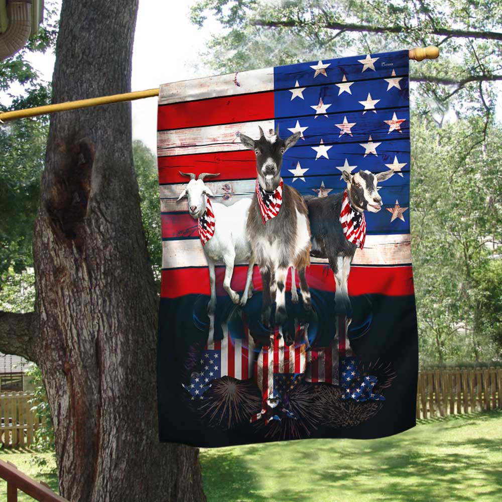 Three Goats American Flag - Animals Flag