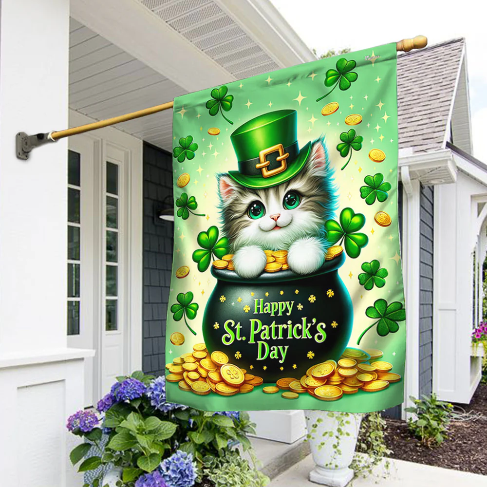 Bimipi  Lucky Cat St Patrick's Day Irish Flag