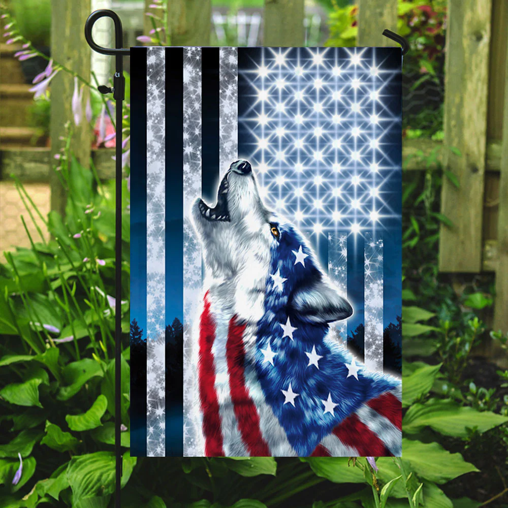 Howling Wolf American Flag
