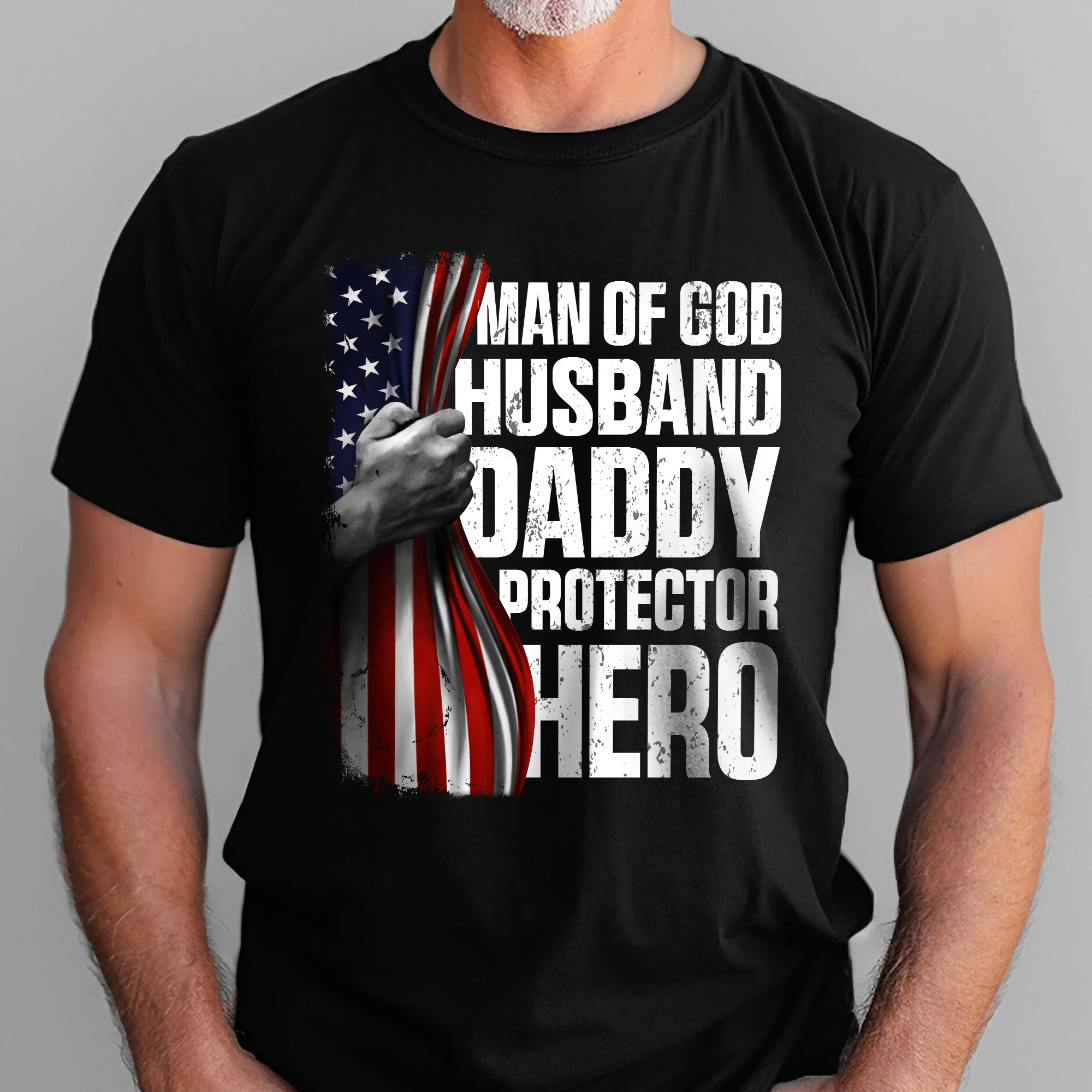Gifts For Dad, Father's Day Tee, Man of God Husband Daddy Protector Hero T-shirt