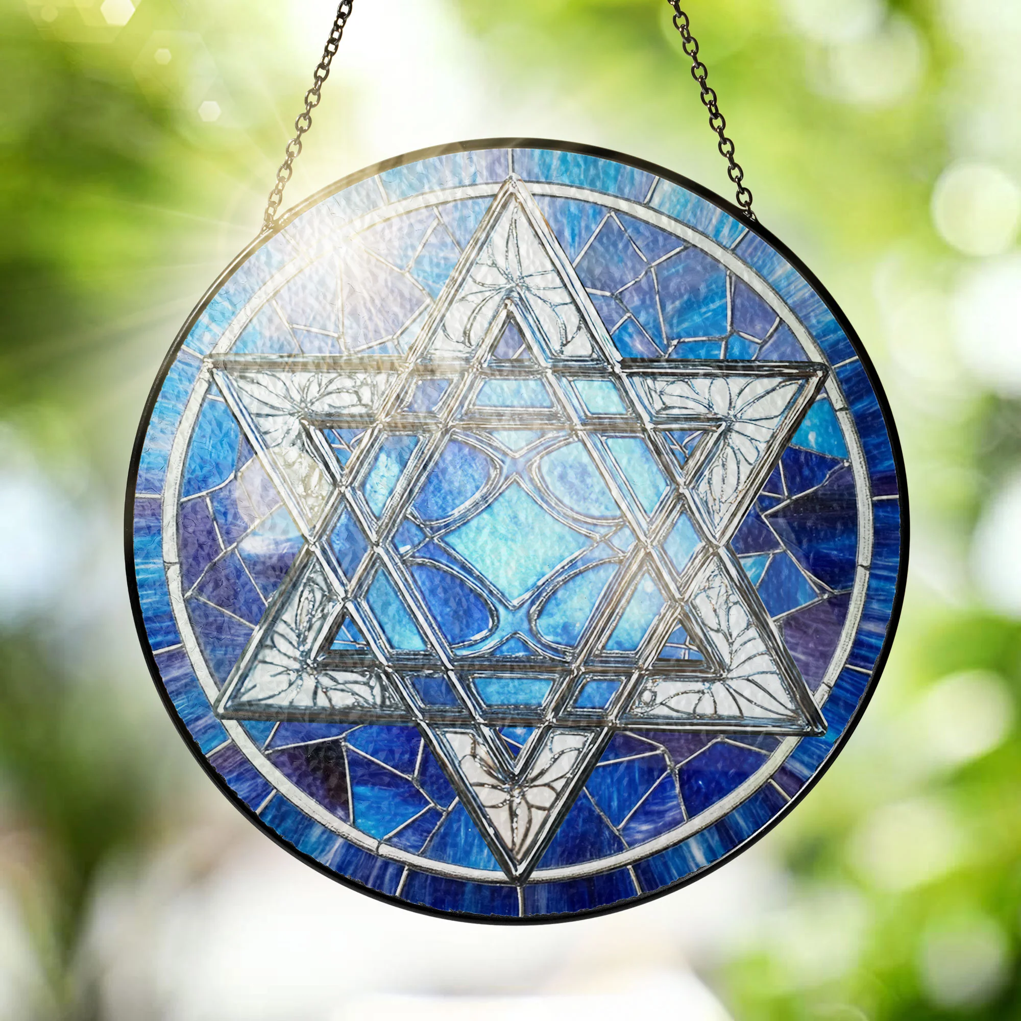 Hanukkah Jewish Star Stained Glass Suncatcher