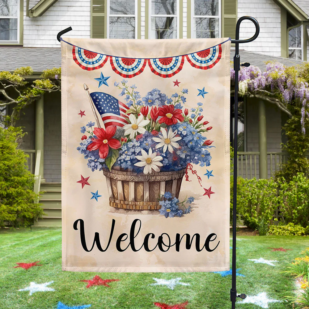 Bimipi American Flag - Happy 4th Of july Flowers Flag